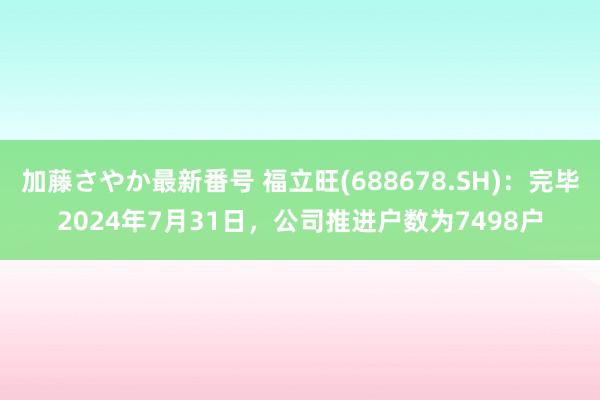 加藤さやか最新番号 福立旺(688678.SH)：完毕2024年7月31日，公司推进户数为7498户