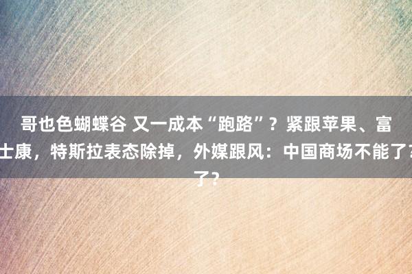 哥也色蝴蝶谷 又一成本“跑路”？紧跟苹果、富士康，特斯拉表态除掉，外媒跟风：中国商场不能了？