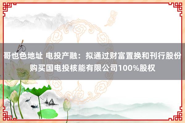 哥也色地址 电投产融：拟通过财富置换和刊行股份购买国电投核能有限公司100%股权