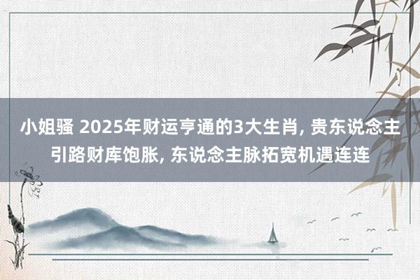 小姐骚 2025年财运亨通的3大生肖， 贵东说念主引路财库饱胀， 东说念主脉拓宽机遇连连