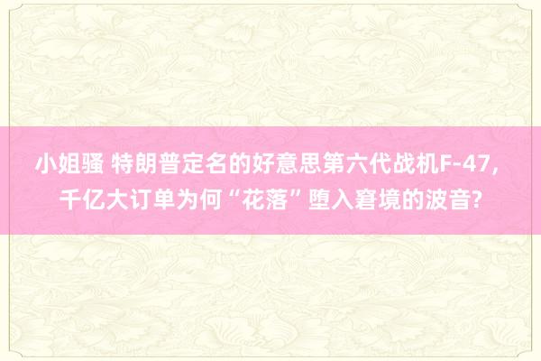 小姐骚 特朗普定名的好意思第六代战机F-47， 千亿大订单为何“花落”堕入窘境的波音?