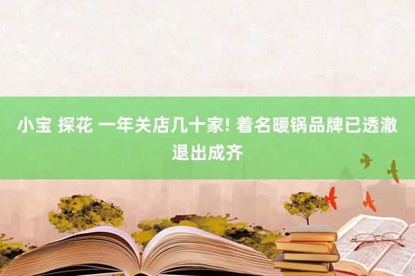小宝 探花 一年关店几十家! 着名暖锅品牌已透澈退出成齐